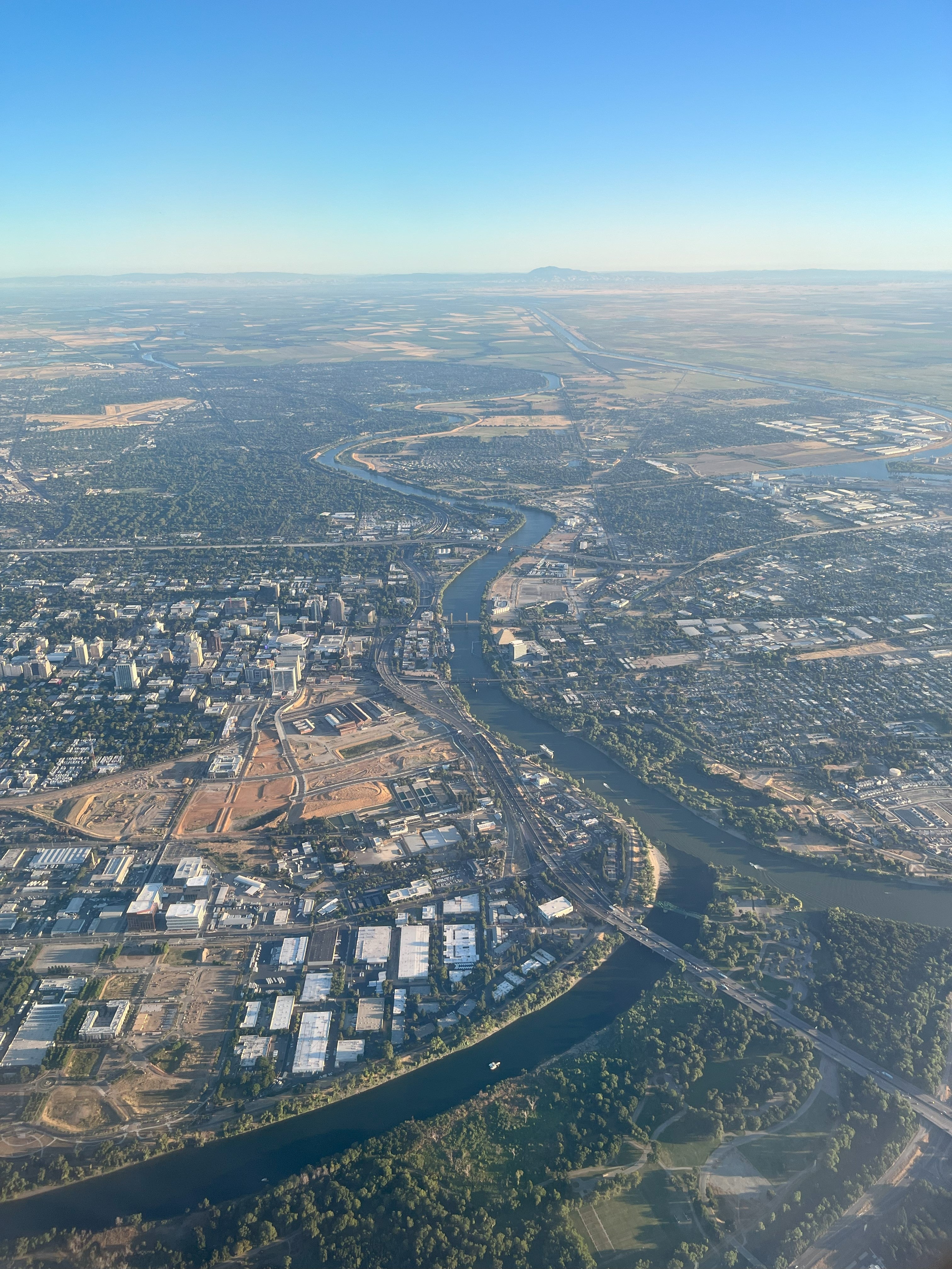 Airplane view of Sacramento