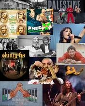 A collage of different Irish muscians. 