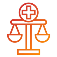 A scale of justice with a medical cross