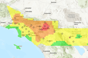 An air quality map of the Inland Empire