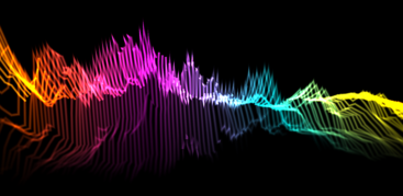 A graphical representation of a sound wave colored like a rainbow